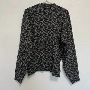 Jhane Barnes Womens Wool Blend Pullover Geometric Pattern Sweater Size M